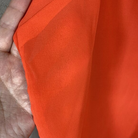 Old Navy Coral Orange Midi Dress w/ Slip M Pintuck Pleat Embroidery Boho Peasant - Picture 10 of 16